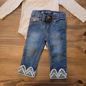 Cat & jack denim pants with lace bottom detail